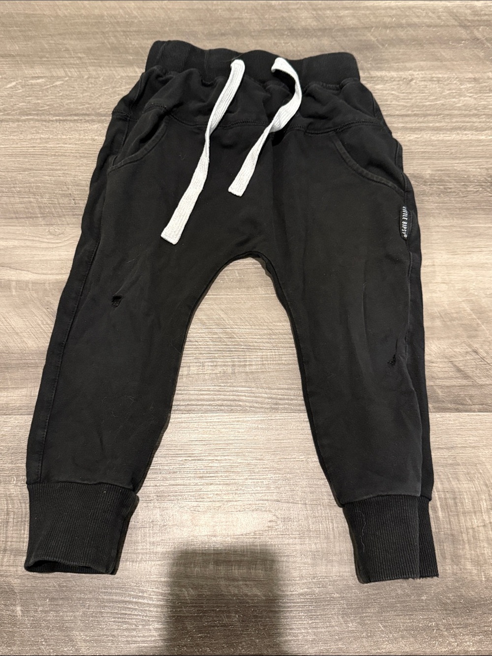Little Bipsy Black Jogger Pants with White Drawstring- Play Condition